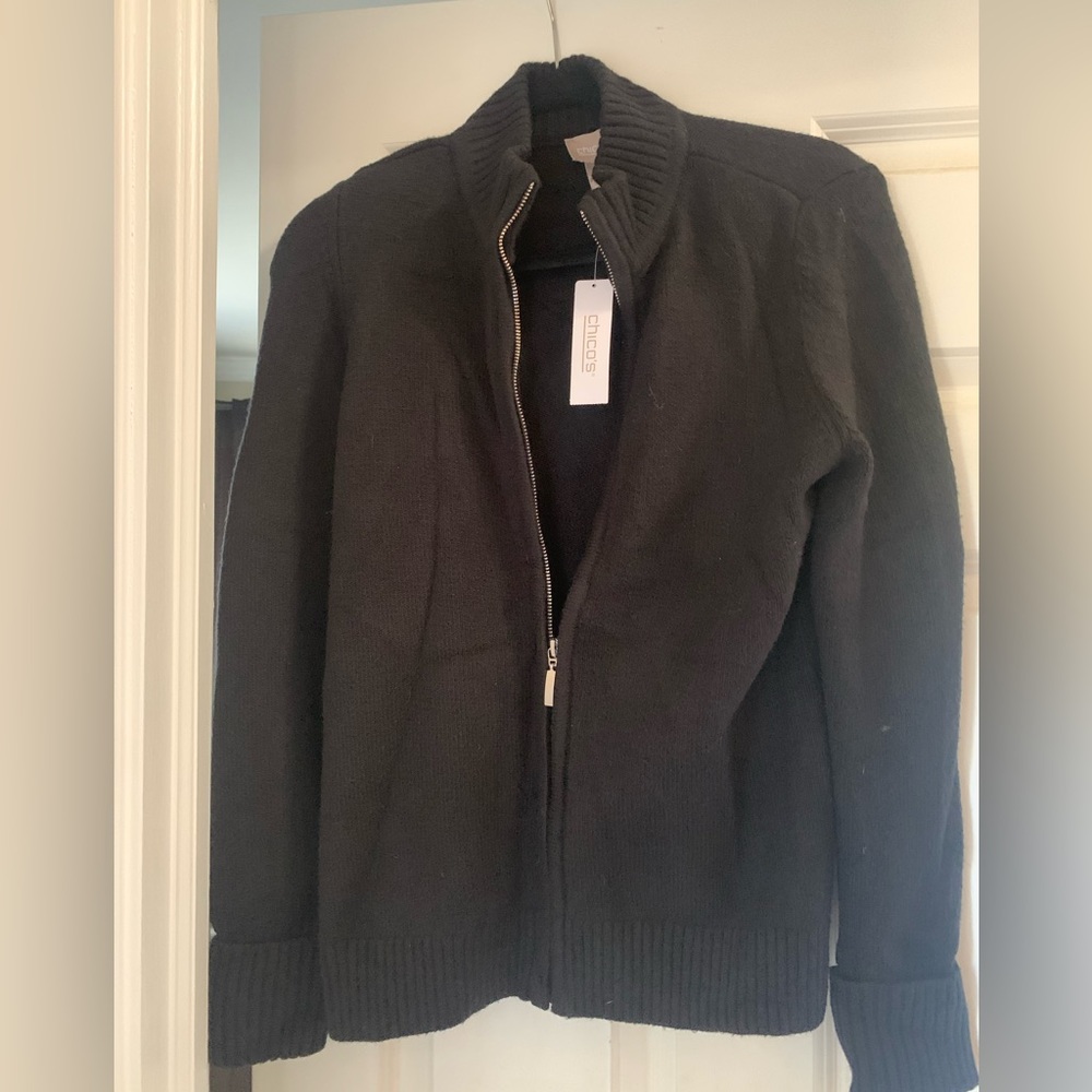 New with Tags Chico’s black zip up cardigan.